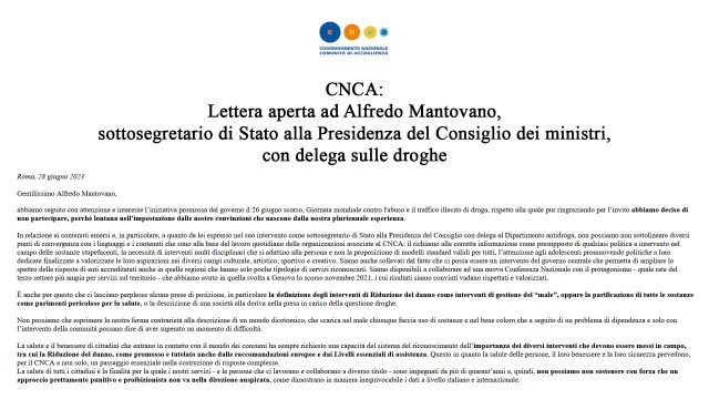 CNCA: Lettera aperta ad Alfredo Mantovano